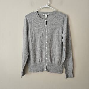 Banana Republic Small Merino Wool Button-up Crew Neck Gray Cardigan